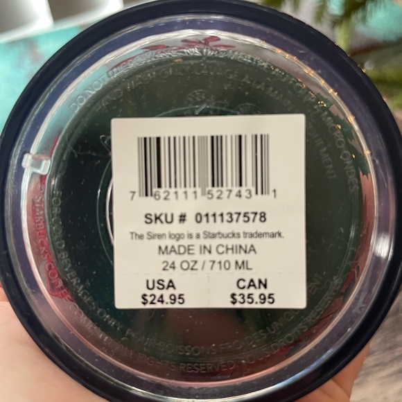 NWT - 2022 Starbucks Woodland Berry Holiday 24oz Tumbler w/ Poinsettia Straw Top - Picture 5 of 9